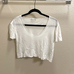 Zara White See-through Crop Top